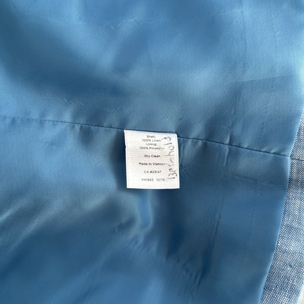 🪻Talbots Woman blue linen open front jacket with 3/4 sleeves. Size 14W. - Picture 10 of 11